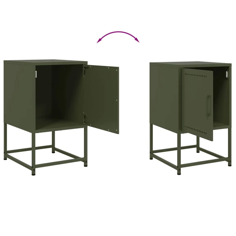 Lot de 2 tables de chevet avec compartiment avec porte 36 x 39 x 60,5 cm acier vert DEC035769