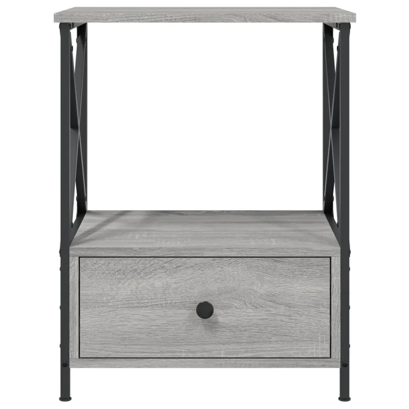 Lot de 2 tables de chevet avec étagère et tiroir 50 x 41 x 65 cm bois ingénierie gris DEC035747