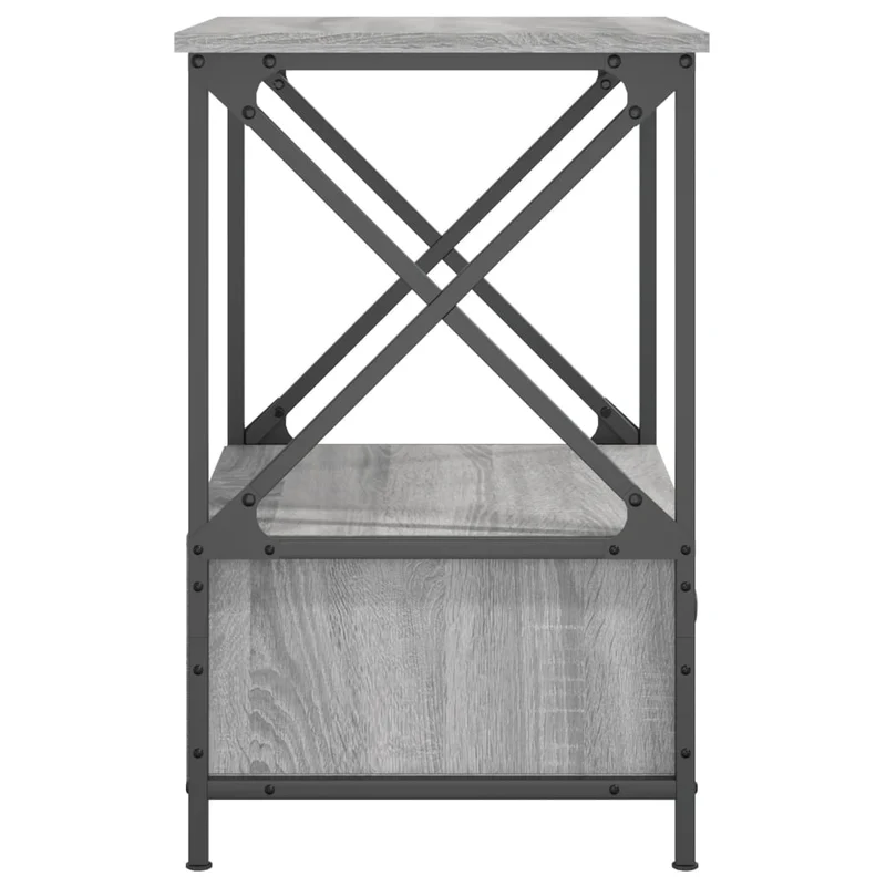 Lot de 2 tables de chevet avec étagère et tiroir 50 x 41 x 65 cm bois ingénierie gris DEC035747