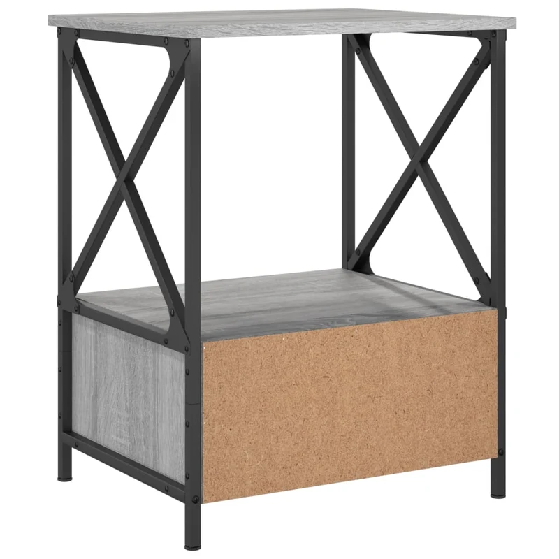 Lot de 2 tables de chevet avec étagère et tiroir 50 x 41 x 65 cm bois ingénierie gris DEC035747