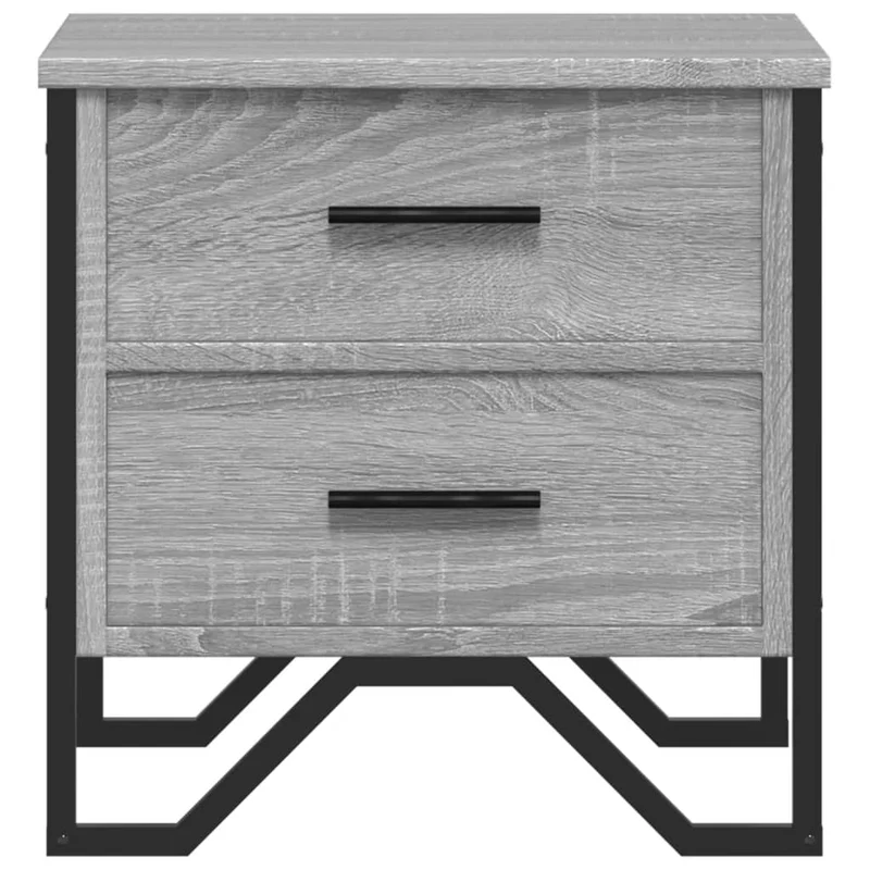 Lot de 2 tables de chevet avec deux tiroirs 40 x 41 x 40cm bois d'ingénierie gris et métal DEC035726