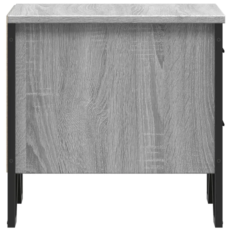 Lot de 2 tables de chevet avec deux tiroirs 40 x 41 x 40cm bois d'ingénierie gris et métal DEC035726