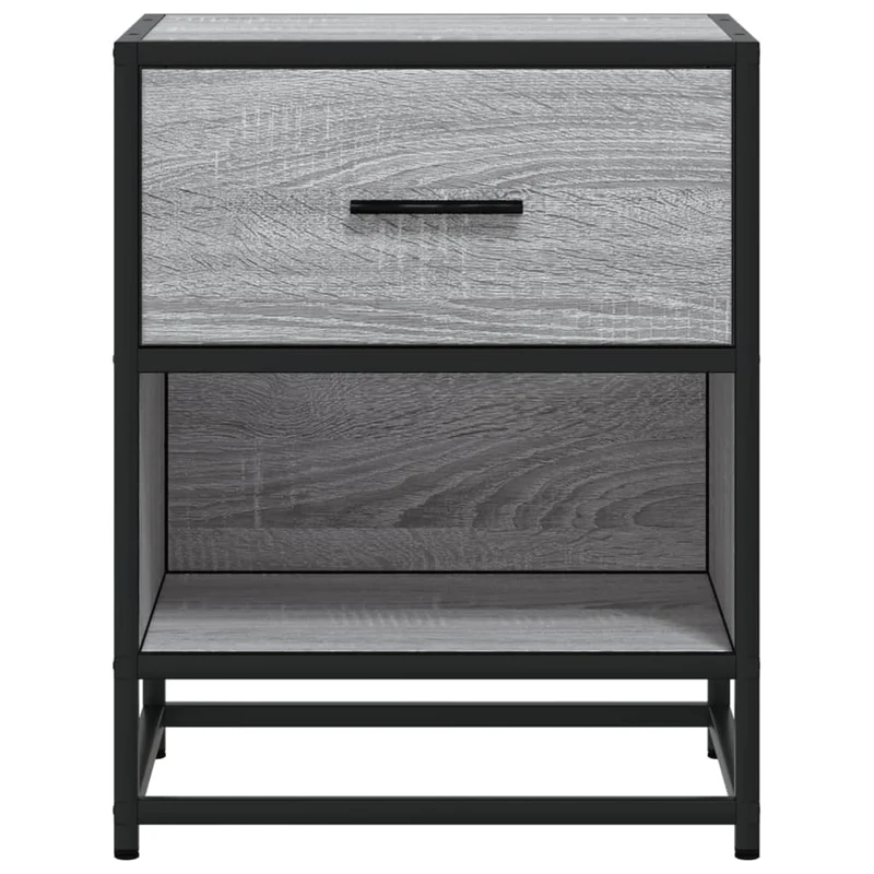 Lot de 2 tables de chevet avec 1 tiroir et 1 compartiment 40 x 31 x 50 cm bois ingénierie gris DEC035671
