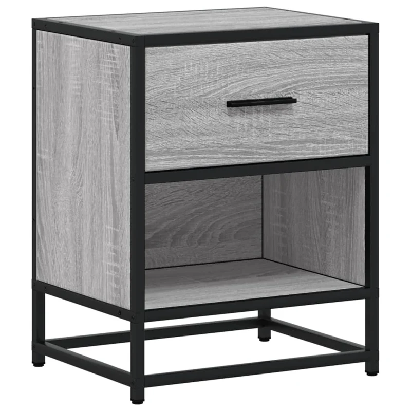 Lot de 2 tables de chevet avec 1 tiroir et 1 compartiment 40 x 31 x 50 cm bois ingénierie gris DEC035671