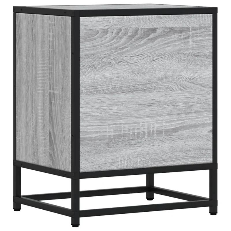 Lot de 2 tables de chevet avec 1 tiroir et 1 compartiment 40 x 31 x 50 cm bois ingénierie gris DEC035671
