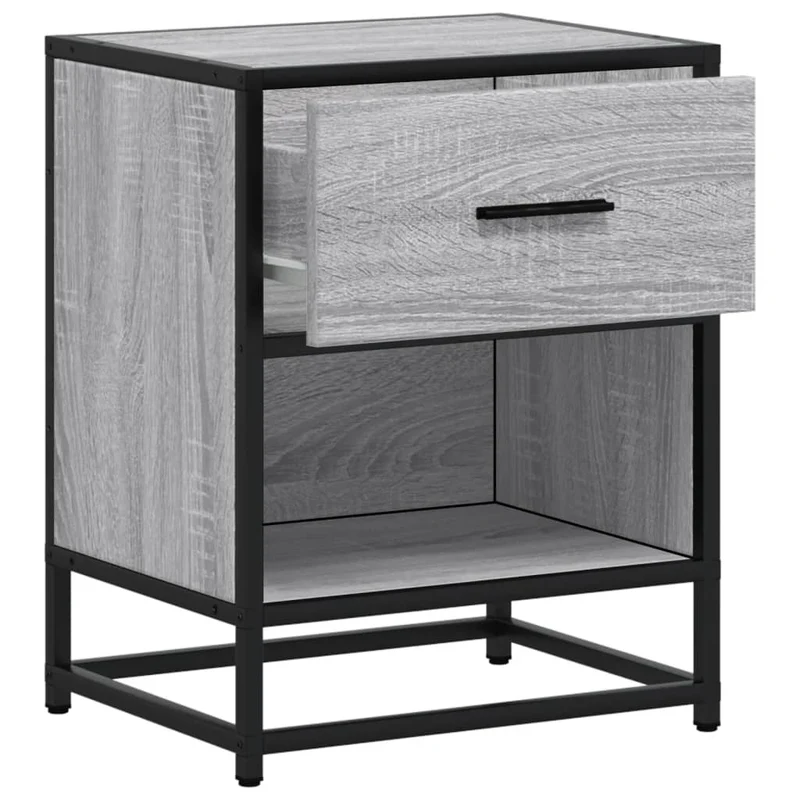 Lot de 2 tables de chevet avec 1 tiroir et 1 compartiment 40 x 31 x 50 cm bois ingénierie gris DEC035671