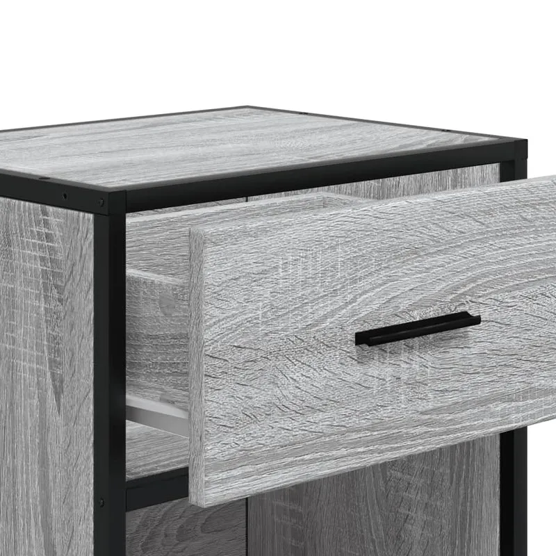 Lot de 2 tables de chevet avec 1 tiroir et 1 compartiment 40 x 31 x 50 cm bois ingénierie gris DEC035671