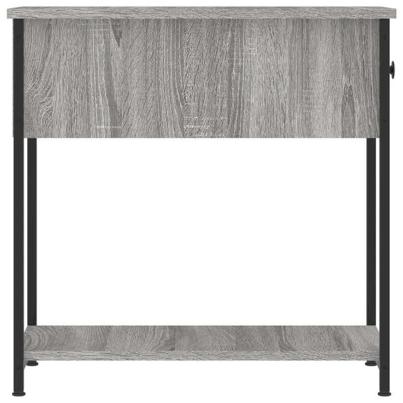 Lot de 2 tables de chevet avec tiroir et étagère 30 x 60 x 60cm bois d'ingénierie gris et fer DEC035644