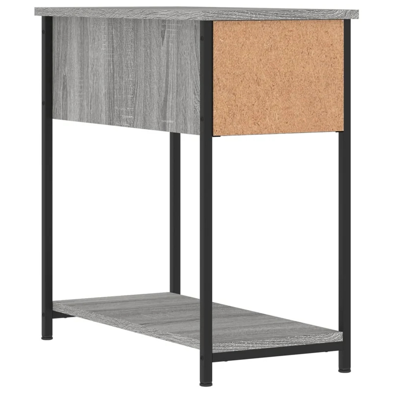Lot de 2 tables de chevet avec tiroir et étagère 30 x 60 x 60cm bois d'ingénierie gris et fer DEC035644