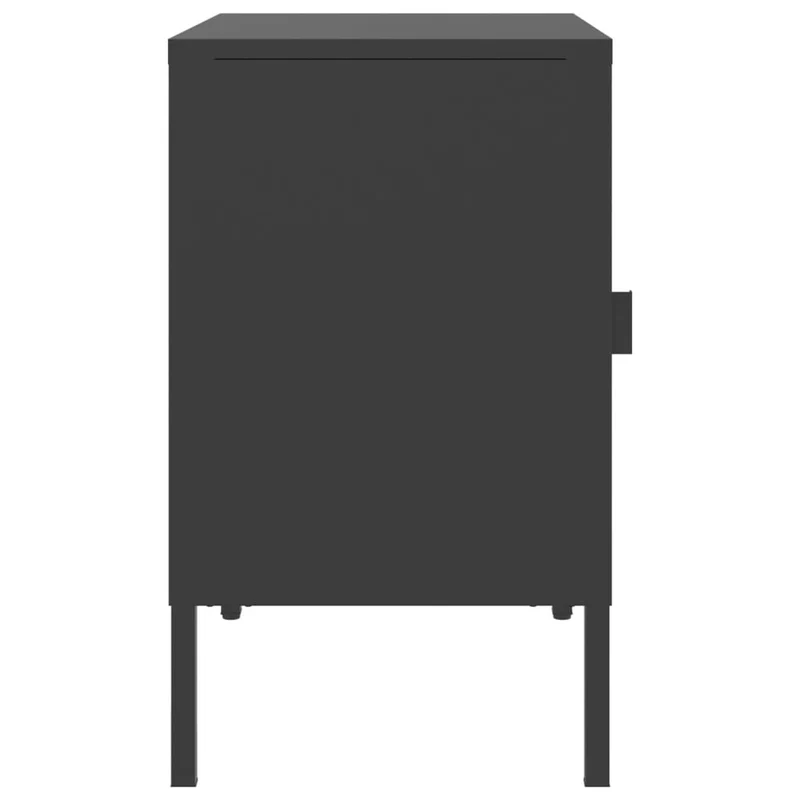Lot de 2 tables de chevet avec porte vitrée 50 x 35 x 60 cm verre et acier noir DEC035604