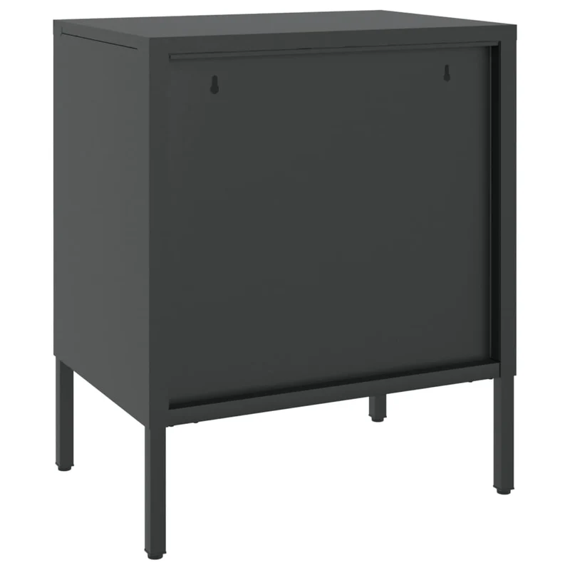 Lot de 2 tables de chevet avec porte vitrée 50 x 35 x 60 cm verre et acier noir DEC035604