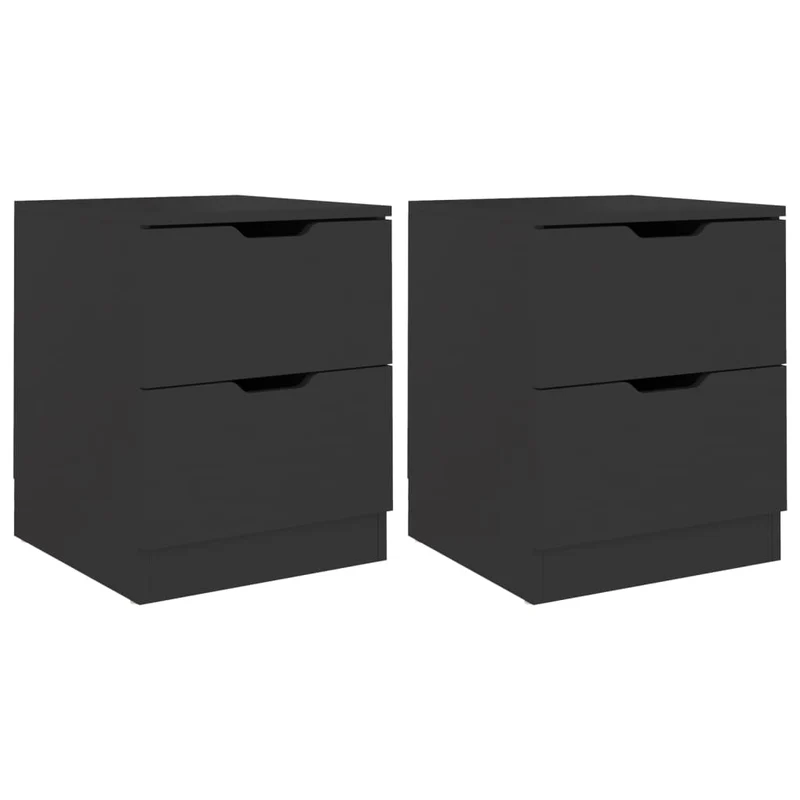 Lot de 2 tables de chevet avec deux tiroirs 40 x 40 x 50 cm bois d’ingénierie noir DEC035578