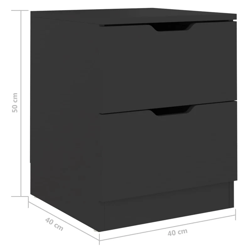Lot de 2 tables de chevet avec deux tiroirs 40 x 40 x 50 cm bois d’ingénierie noir DEC035578