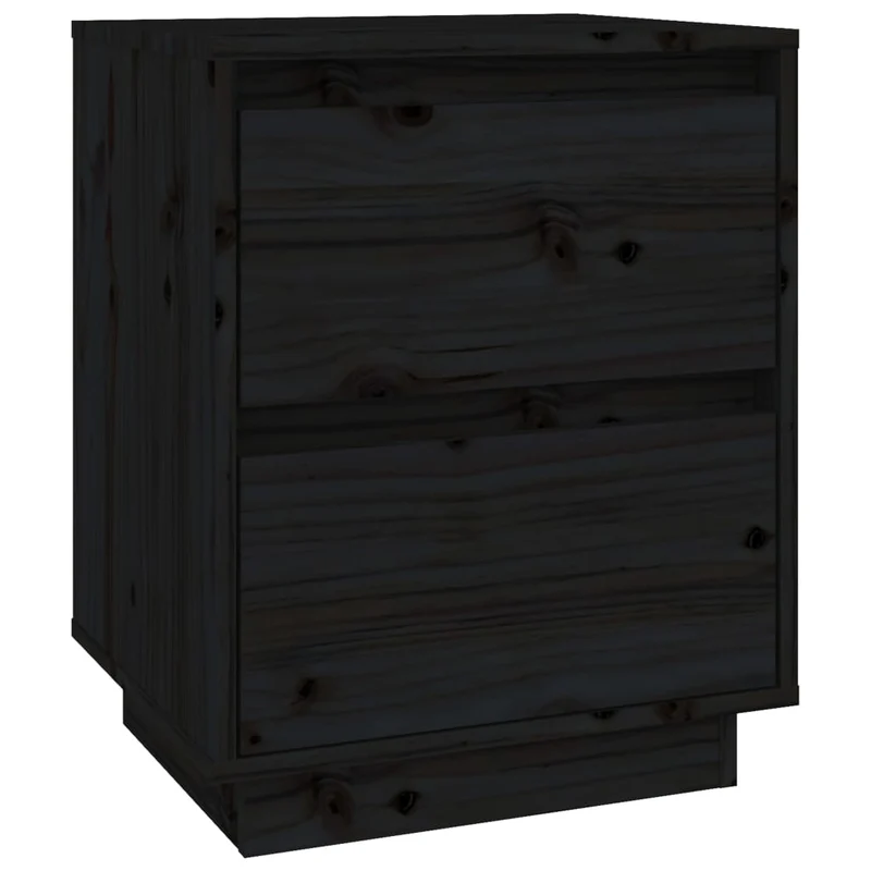 Lot de 2 tables de chevet avec deux tiroirs 40 x 35 x 50 cm bois de pin noir DEC035547