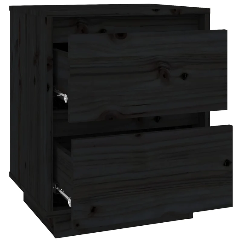 Lot de 2 tables de chevet avec deux tiroirs 40 x 35 x 50 cm bois de pin noir DEC035547