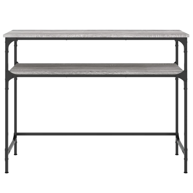 Table d'appoint console pratique avec étagères de rangement 100 x 35,5 x 75 cm bois d'ingénierie gris et métal DEC032200