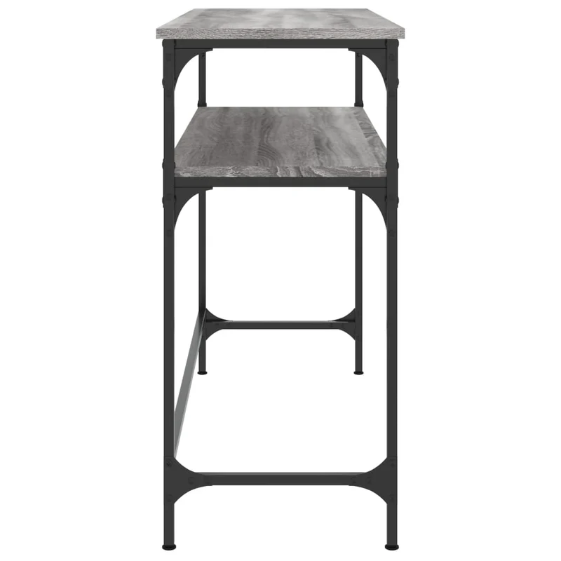 Table d'appoint console pratique avec étagères de rangement 100 x 35,5 x 75 cm bois d'ingénierie gris et métal DEC032200