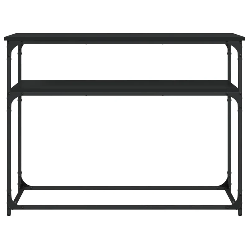 Table d'appoint console pratique avec étagères de rangement 100 x 35,5 x 75 cm bois d'ingénierie et métal noir DEC032073