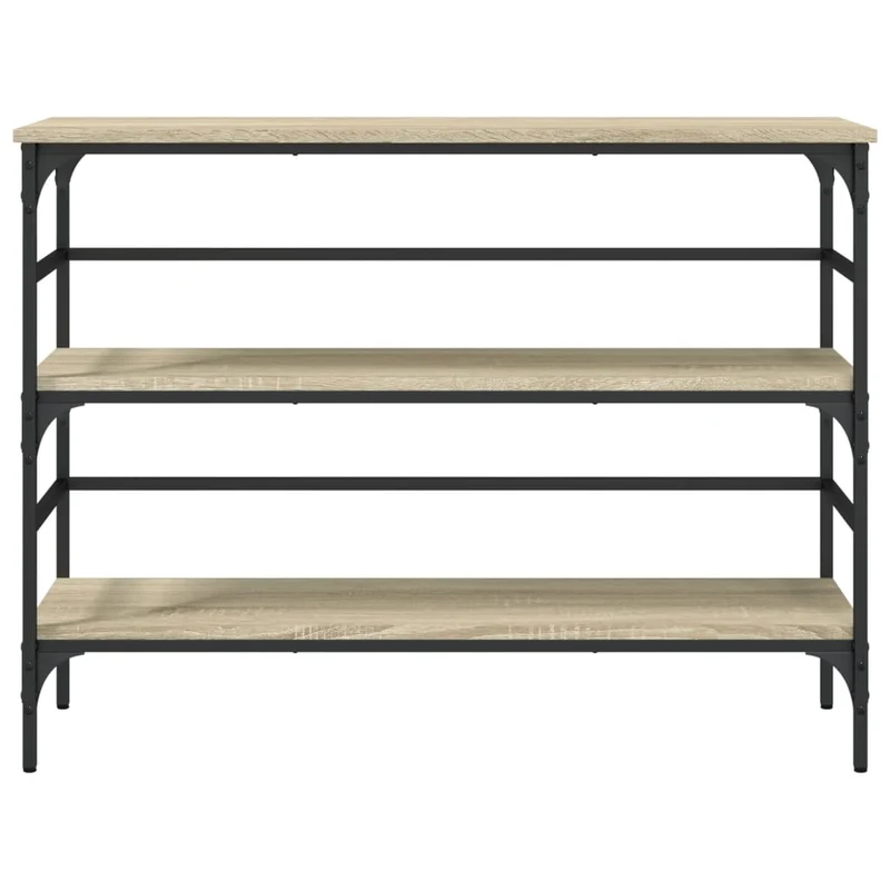 Table d'appoint console pratique avec étagères de rangement 100 x 32 x 75 cm bois d'ingénierie marron et métal DEC031906