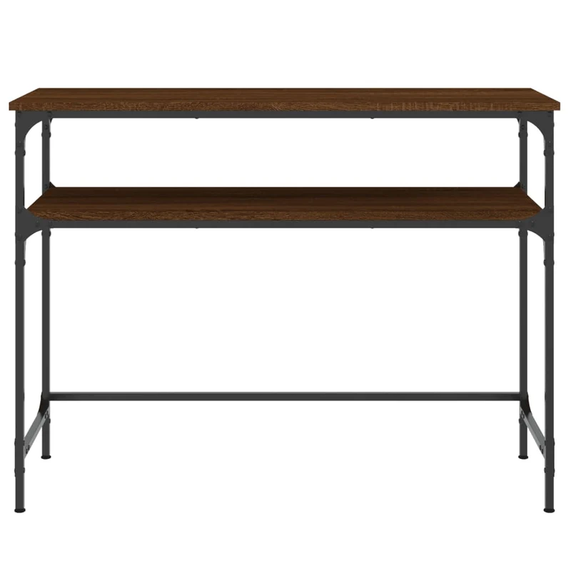 Table d'appoint console pratique avec étagères de rangement 100 x 35,5 x 75 cm bois d'ingénierie maron et métal DEC031840