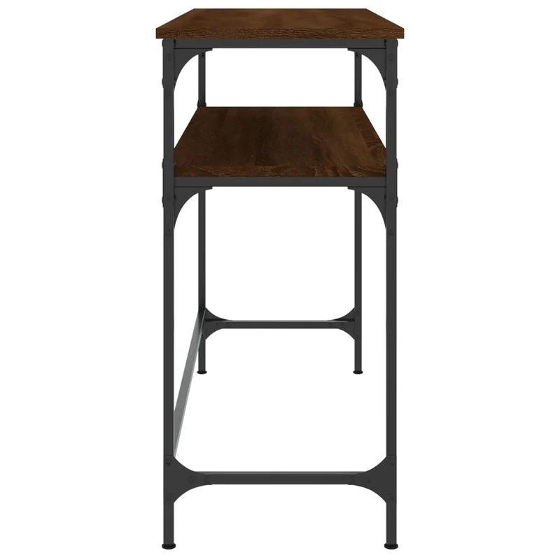 Table d'appoint console pratique avec étagères de rangement 100 x 35,5 x 75 cm bois d'ingénierie maron et métal DEC031840