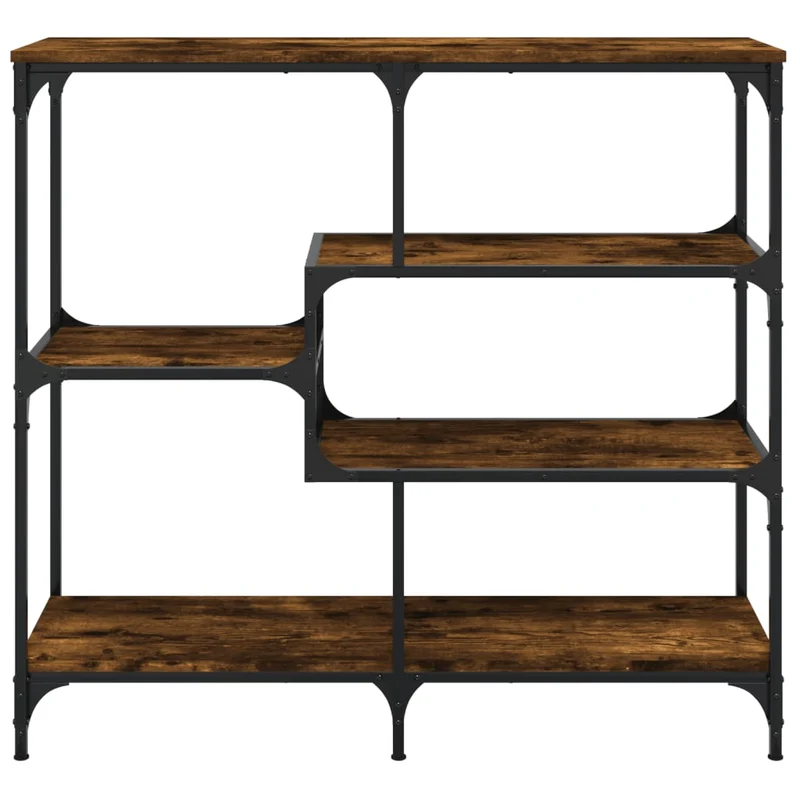 Table d'appoint console pratique avec étagères de rangement 103 x 32 x 95 cm bois d'ingénierie marron et métal DEC031781