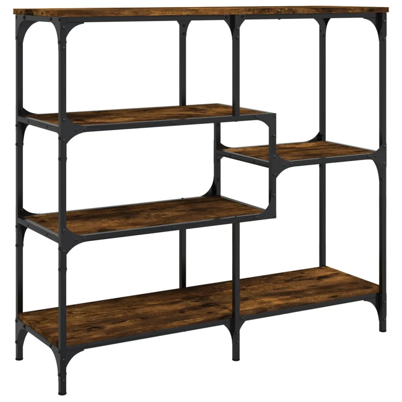 Table d'appoint console pratique avec étagères de rangement 103 x 32 x 95 cm bois d'ingénierie marron et métal DEC031781