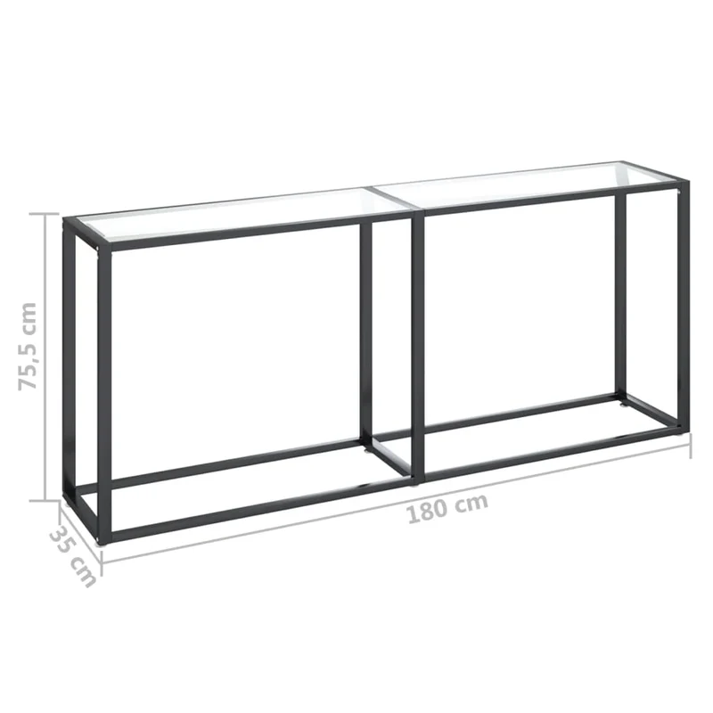 Table d'appoint console pratique pour une entrée organisée 180 x 35 x 75,5 cm verre trempé transparent et acier DEC032269