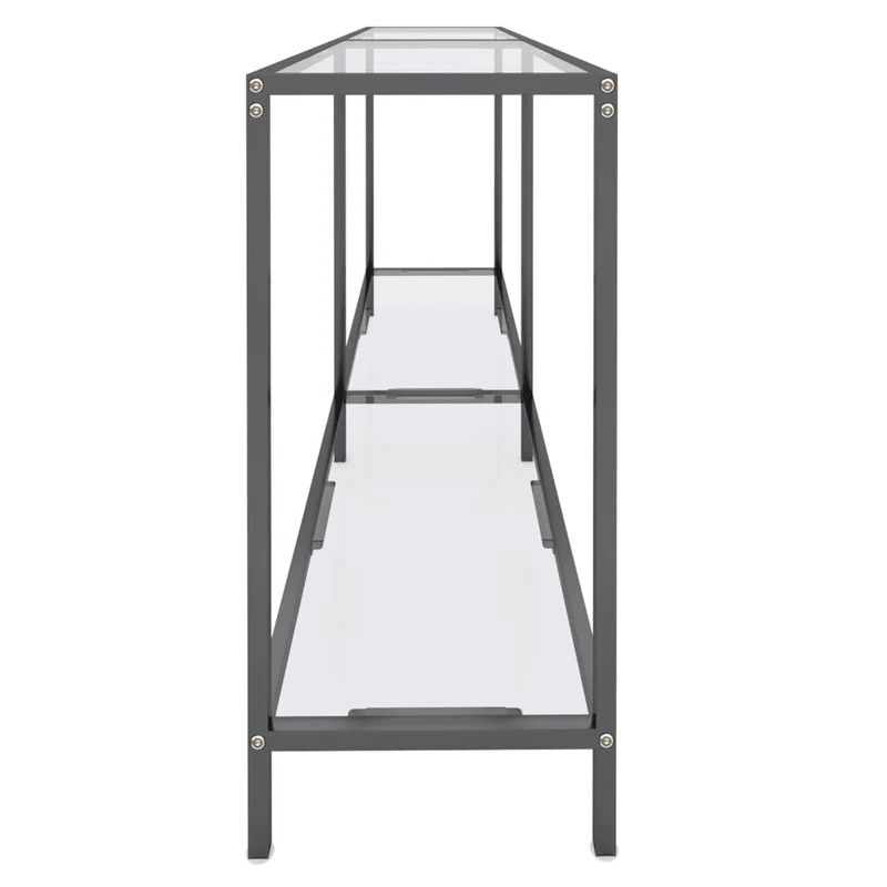 Table d'appoint console pratique pour une entrée organisée 160 x 35 x 75,5 cm verre trempé transparent et acier DEC032267