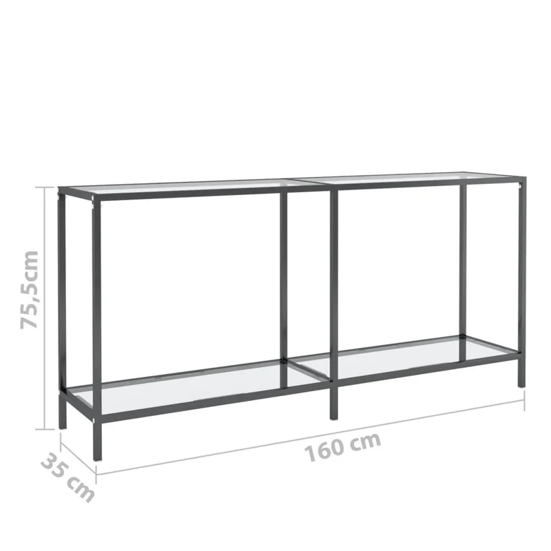 Table d'appoint console pratique pour une entrée organisée 160 x 35 x 75,5 cm verre trempé transparent et acier DEC032267