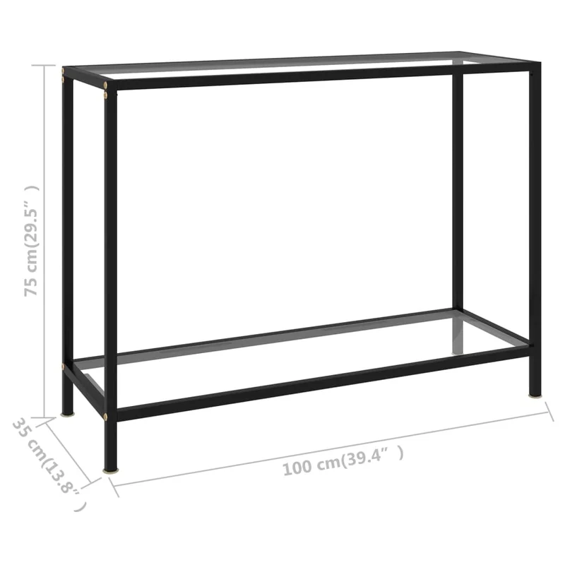 Table d'appoint console pratique pour une entrée organisée 100 x 35 x 75 cm verre trempé transparent et acier DEC032261