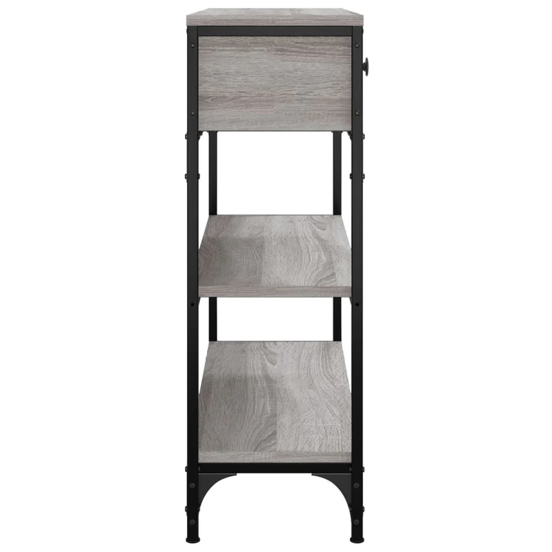 Table d'appoint console pratique avec tiroirs de rangement et étagères 72,5 x 25 x 75 cm bois d'ingénierie gris DEC032233