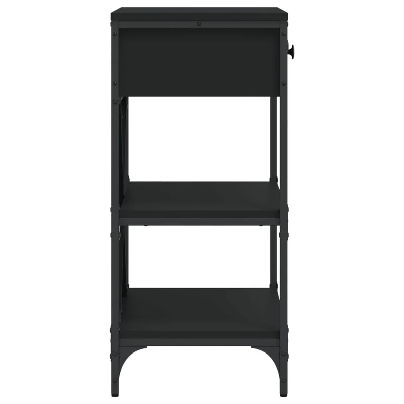 Table d'appoint console pratique avec étagères et tiroirs pour une entrée organisée 75 x 34,5 x 75 cm bois d'ingénierie noir DEC032153