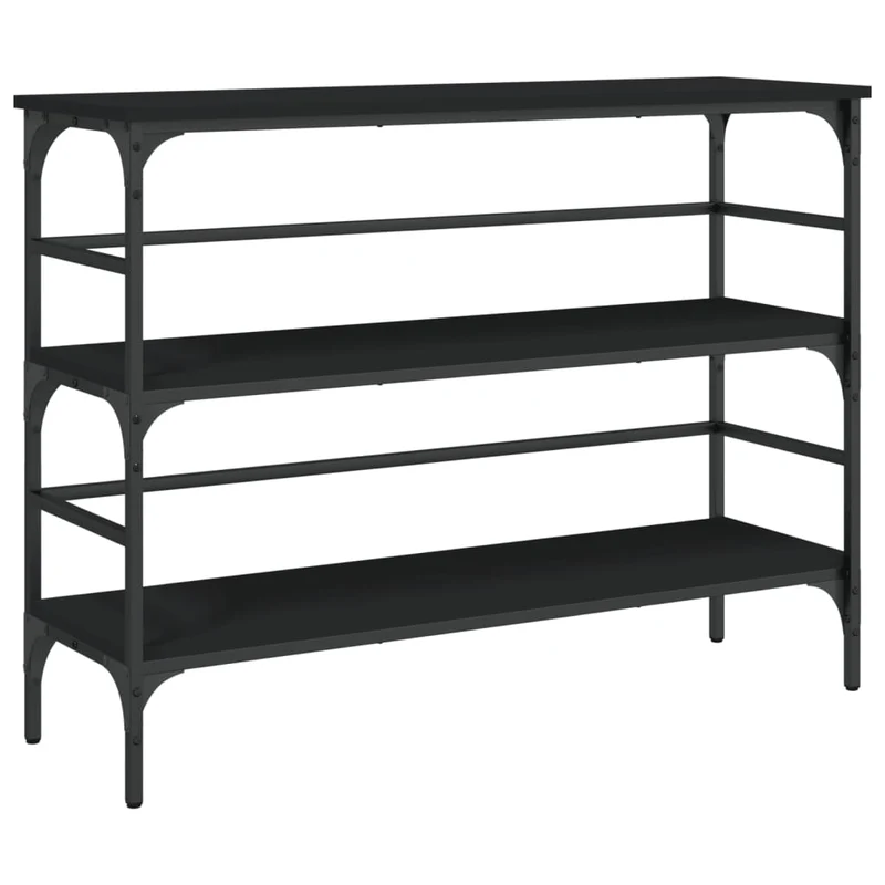 Table d'appoint console pratique avec étagères pour une entrée organisée 100 x 32 x 75 cm bois d'ingénierie noir DEC032067