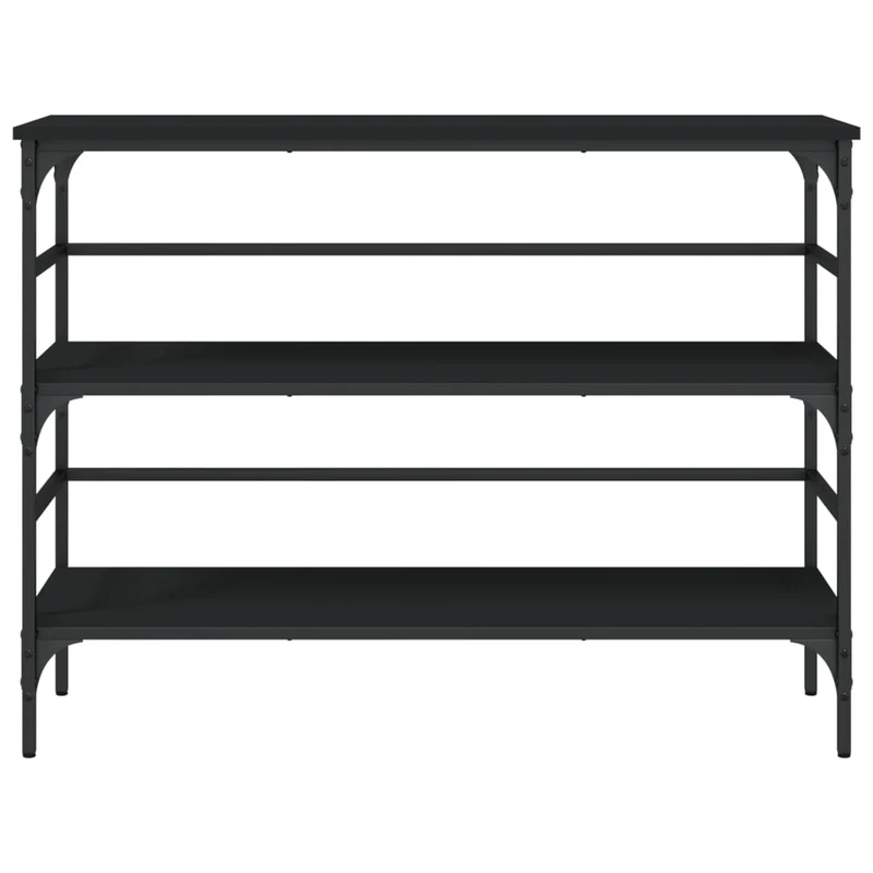 Table d'appoint console pratique avec étagères pour une entrée organisée 100 x 32 x 75 cm bois d'ingénierie noir DEC032067