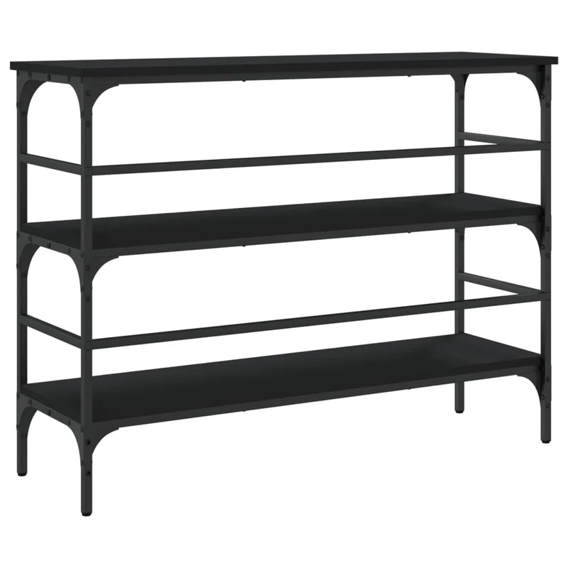 Table d'appoint console pratique avec étagères pour une entrée organisée 100 x 32 x 75 cm bois d'ingénierie noir DEC032067