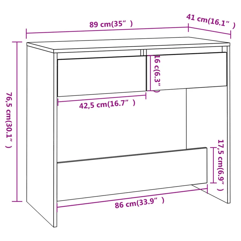 Table d'appoint console pratique avec tiroirs pour une entrée organisée 89 x 41 x 76,5 cm bois d'ingénierie beige DEC031966