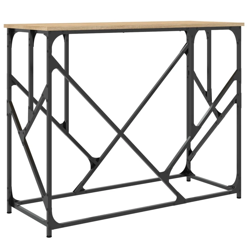 Table d'appoint console pratique pour une entrée organisée 100 x 40 x 80 cm bois d'ingénierie et métal DEC031921