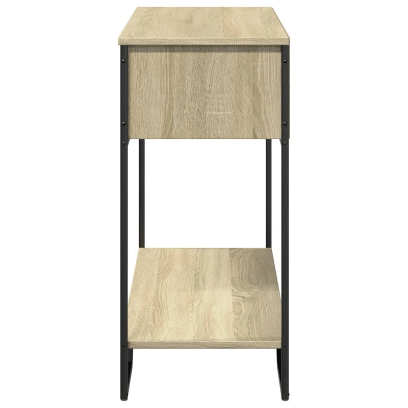 Table d'appoint console pratique avec compartiment de rangement 100 x 35 x 74,5 cm bois d'ingénierie couleur chêne et métal DEC031915