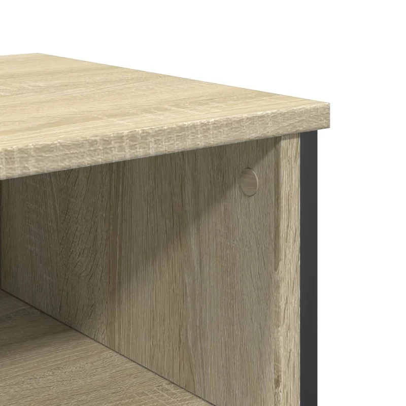 Table d'appoint console pratique avec compartiment de rangement 100 x 35 x 74,5 cm bois d'ingénierie couleur chêne et métal DEC031915