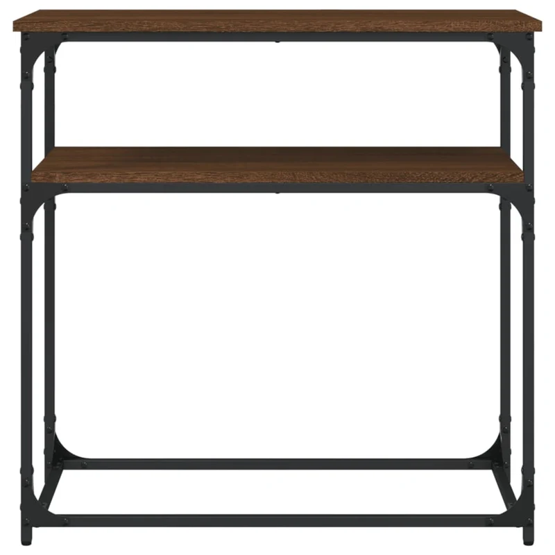 Table d'appoint console pratique avec étagère pour une entrée organisée 75 x 35,5 x 75 cm bois d'ingénierie marron et métal DEC031888