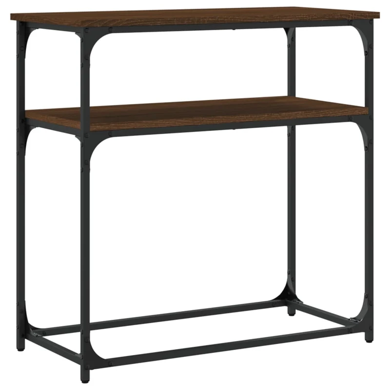 Table d'appoint console pratique avec étagère pour une entrée organisée 75 x 35,5 x 75 cm bois d'ingénierie marron et métal DEC031888