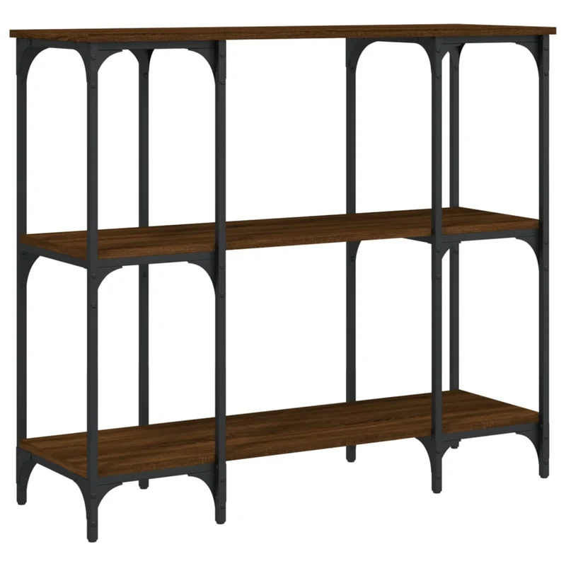 Table d'appoint console pratique avec étagères pour une entrée organisée 102 x 35 x 90 cm bois d'ingénierie marron et métal DEC031854