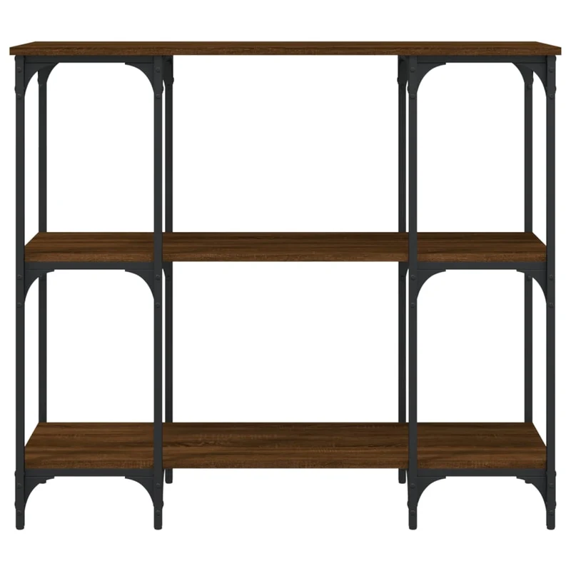 Table d'appoint console pratique avec étagères pour une entrée organisée 102 x 35 x 90 cm bois d'ingénierie marron et métal DEC031854