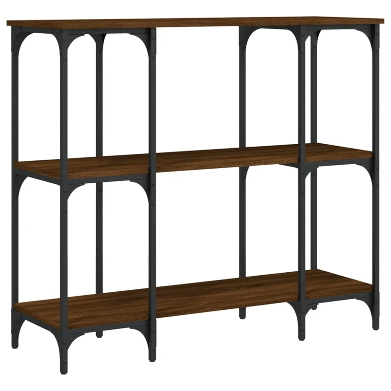 Table d'appoint console pratique avec étagères pour une entrée organisée 102 x 35 x 90 cm bois d'ingénierie marron et métal DEC031854