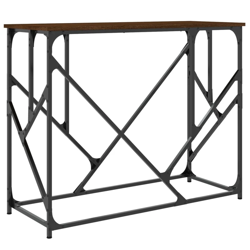 Table d'appoint console pratique pour une entrée organisée 100 x 40 x 80 cm bois d'ingénierie marron et métal DEC031849