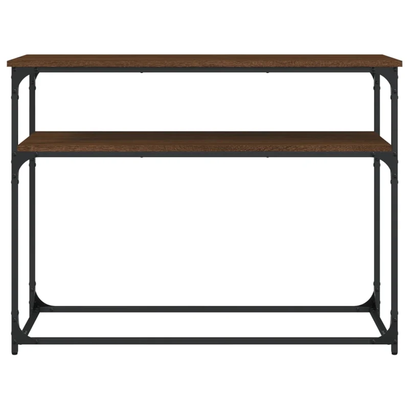 Table d'appoint console pratique avec étagère pour une entrée organisée 100 x 35,5 x 75 cm bois d'ingénierie marron et métal DEC031841