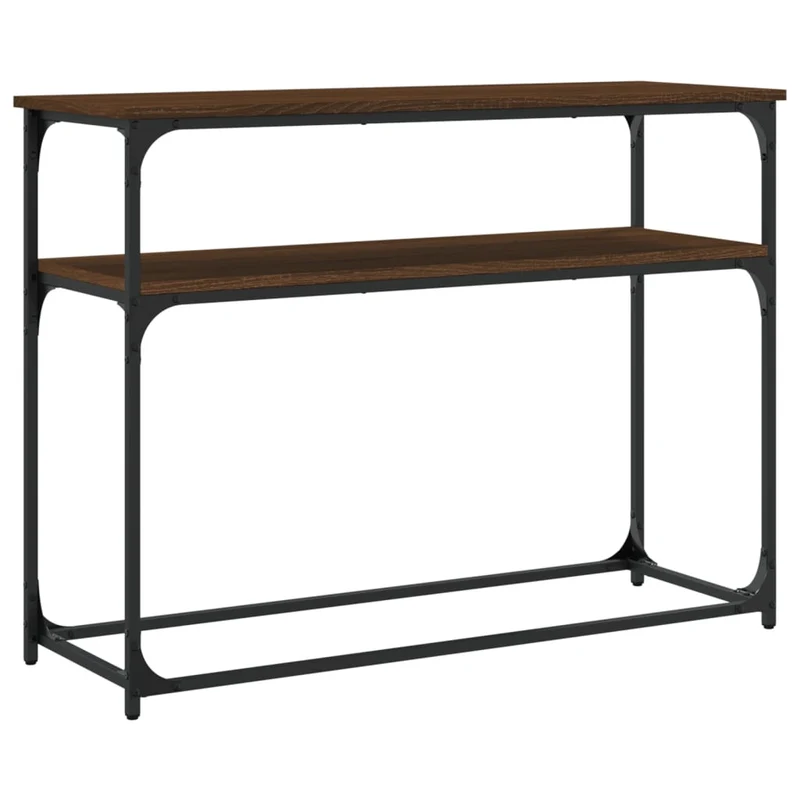 Table d'appoint console pratique avec étagère pour une entrée organisée 100 x 35,5 x 75 cm bois d'ingénierie marron et métal DEC031841