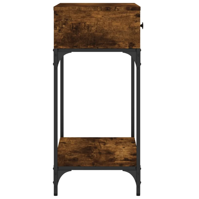 Table d'appoint console pratique avec deux tiroirs pour une entrée organisée 75 x 34,5 x 75 cm bois d'ingénierie marron et métal DEC031810
