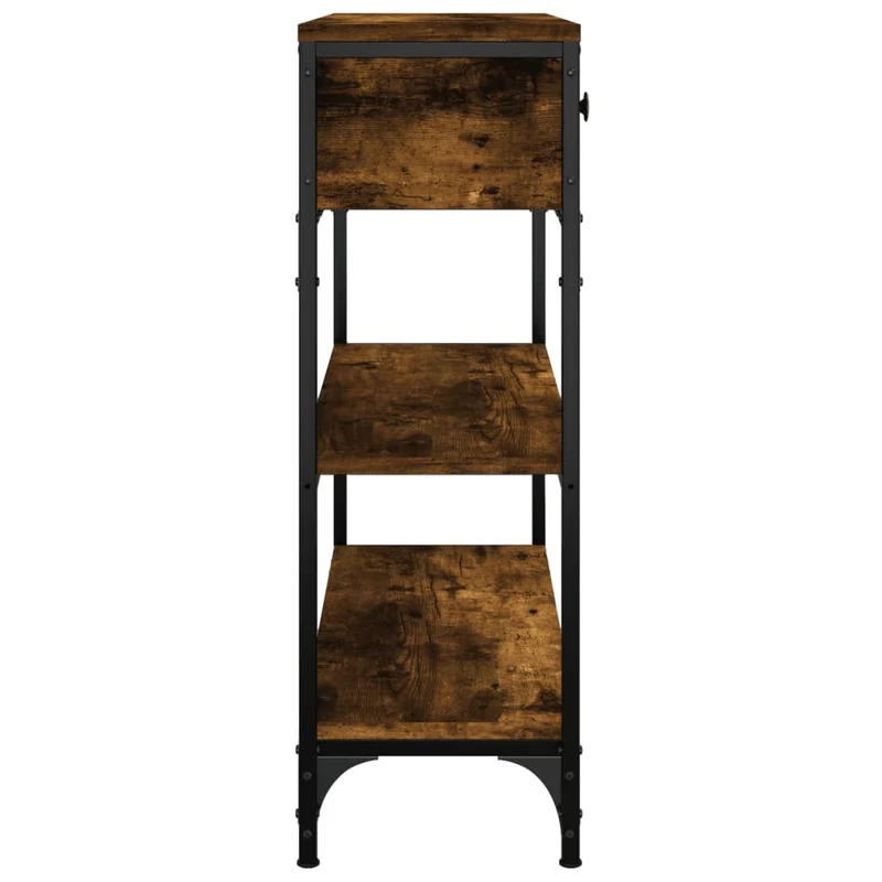 Table d'appoint console pratique avec étagères et tiroirs pour une entrée organisée 72,5 x 25 x 75 cm bois d'ingénierie marron et métal DEC031801